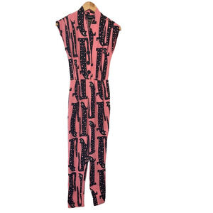 Nooworks Pink Jumpsuit with Pots / Cats Black and Pink Graphic Design